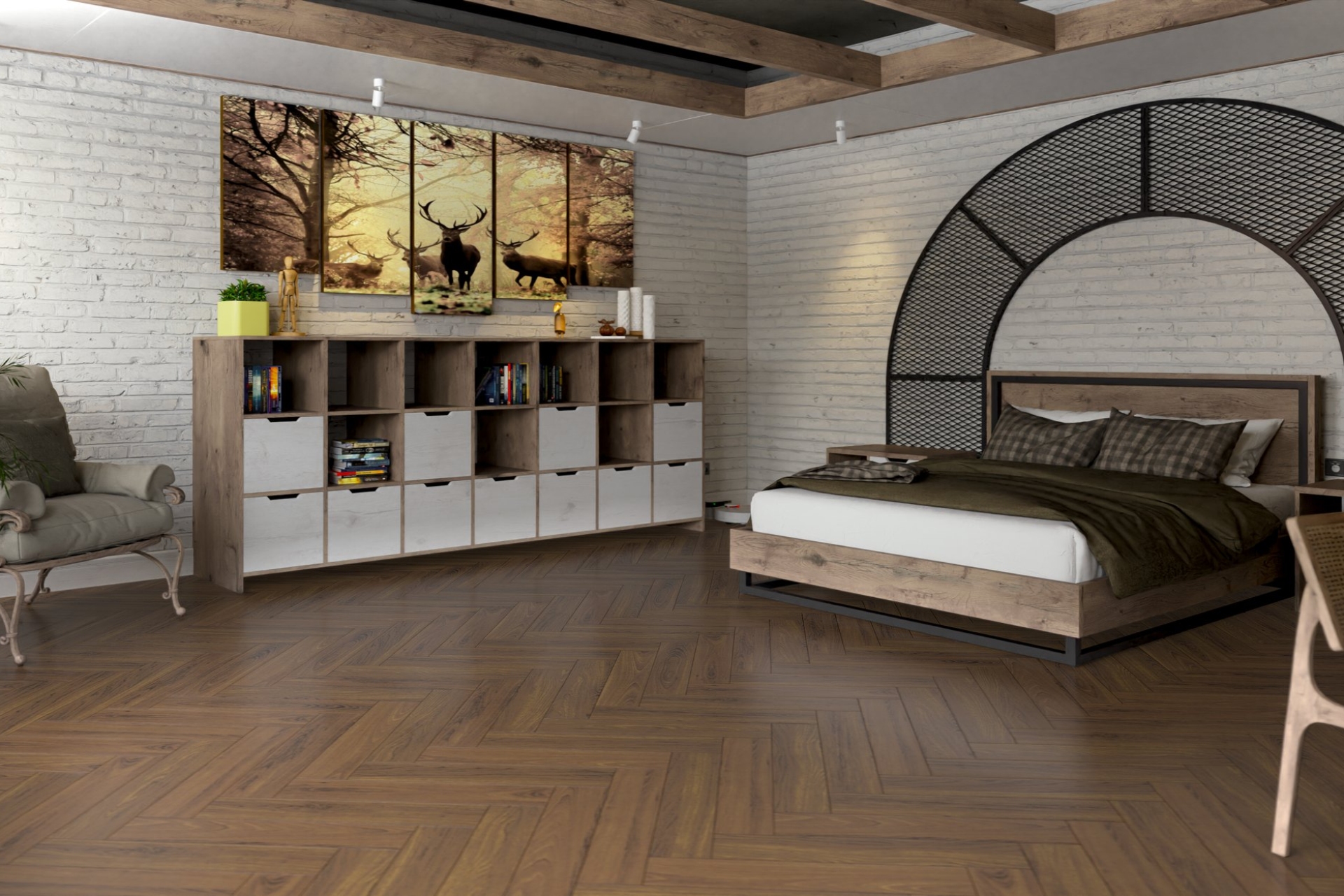 Инженерный паркет «Damy Floor» Ореховый (укладка елочкой) — купить в Евпатории