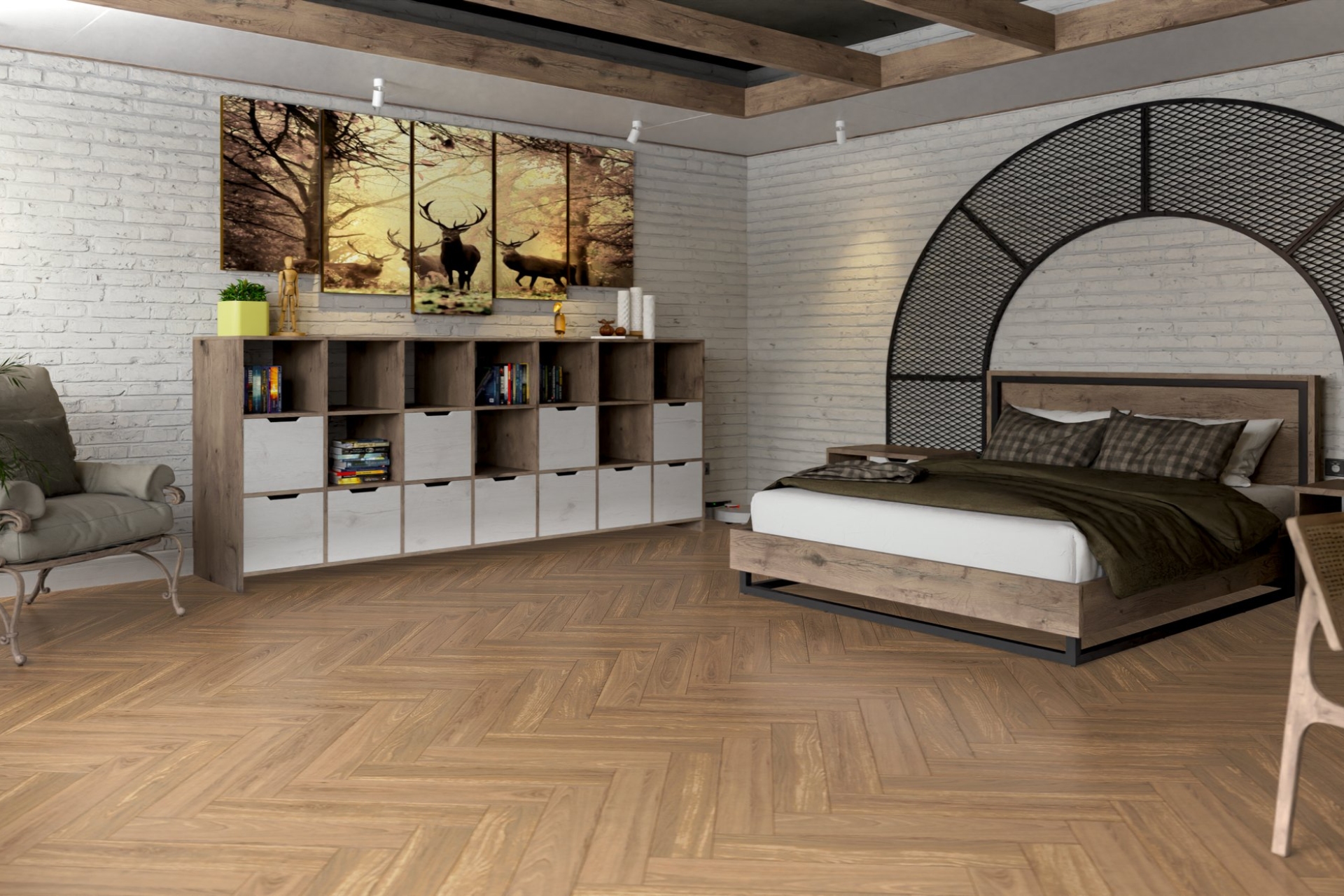 Инженерный паркет «Damy Floor» Натуральный (укладка елочкой) — купить в Евпатории