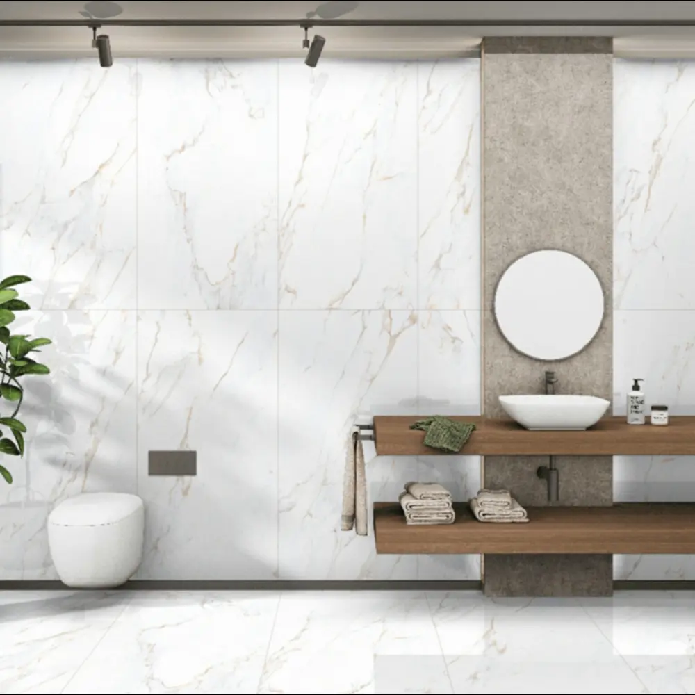 Керамогранит "Sonex" Calacutta cRema Glossy полированный 60x120 см 1.44 м2 цвет белый с бежевыми прожилками — купить в Евпатории